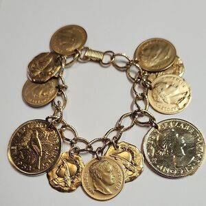 Gold Coin Charm Bracelet